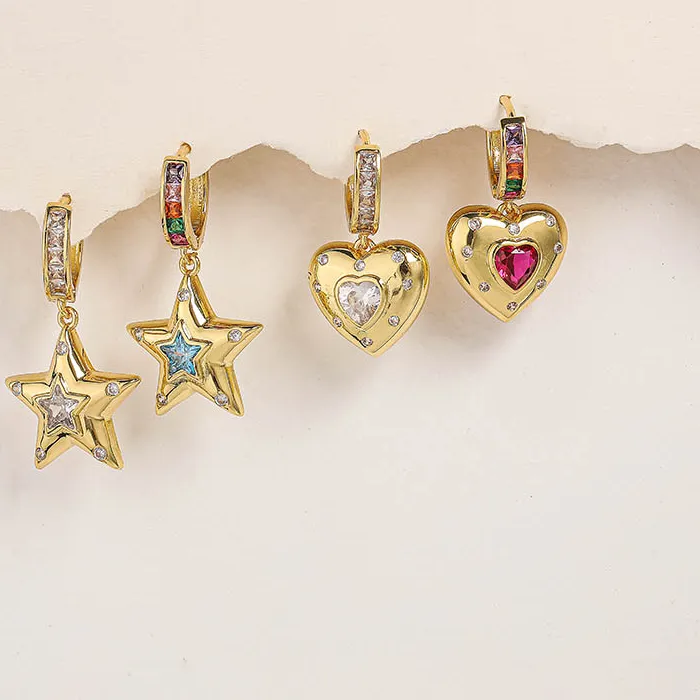Authentic Celestial Constellation Huggie Hoops: A Prism of Heart and Star