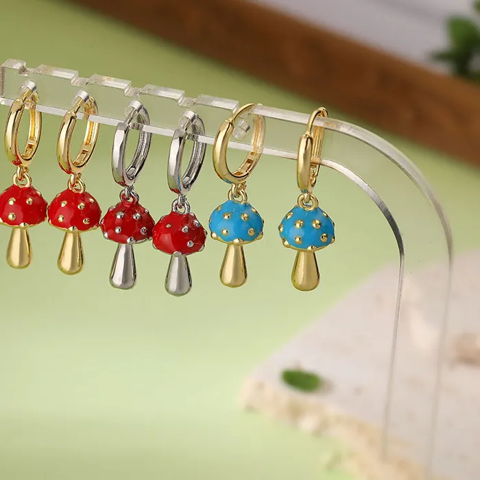 Authentic HECHENG,  Sweet And Lovely Plant Pendant Earrings Candy Colored Enamel Drip Oil Craftsmanship Ladies' Jewelry Earrings 1 Pair