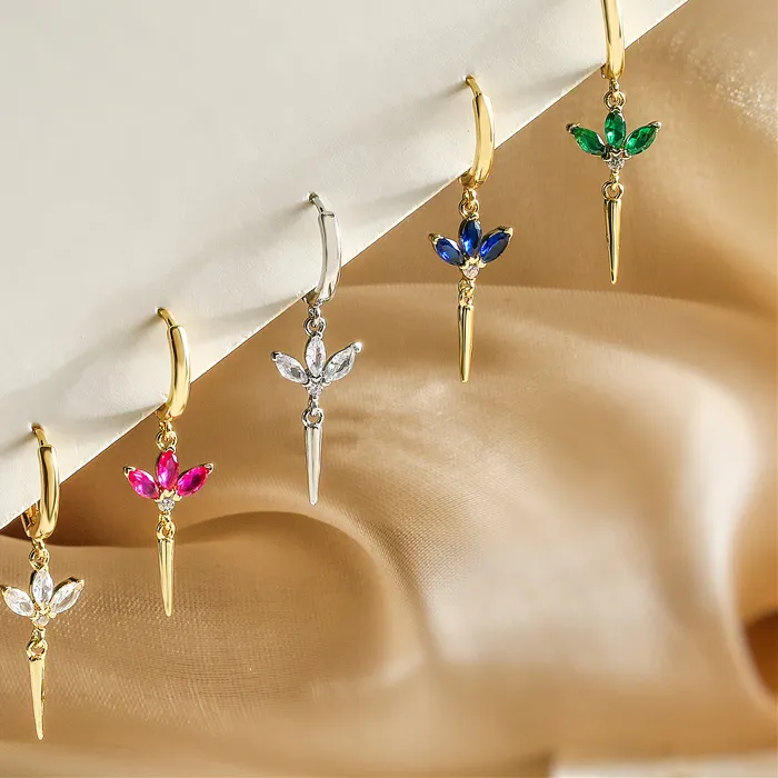 Authentic HECHENG,Hanging Rivet Cone Pendant Earrings Fashionable Women's Silver Color Accessories Party Jewelry