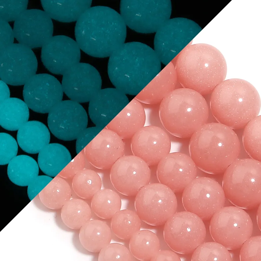 Authentic Natural Stone Beads 6 8 10mm Pink Luminous Stone Round Loose Spacer Beads For Jewelry Making DIY Bracelets Necklace Accessories