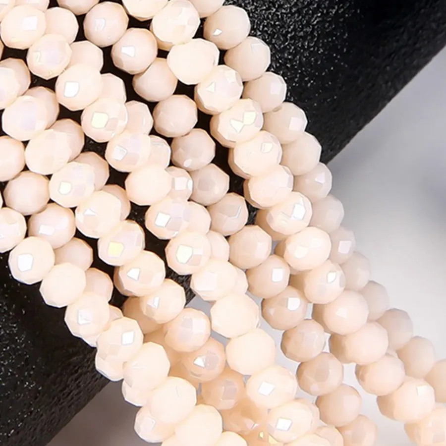 Authentic Prismatic Rose Glass Faceted Spacer Beads