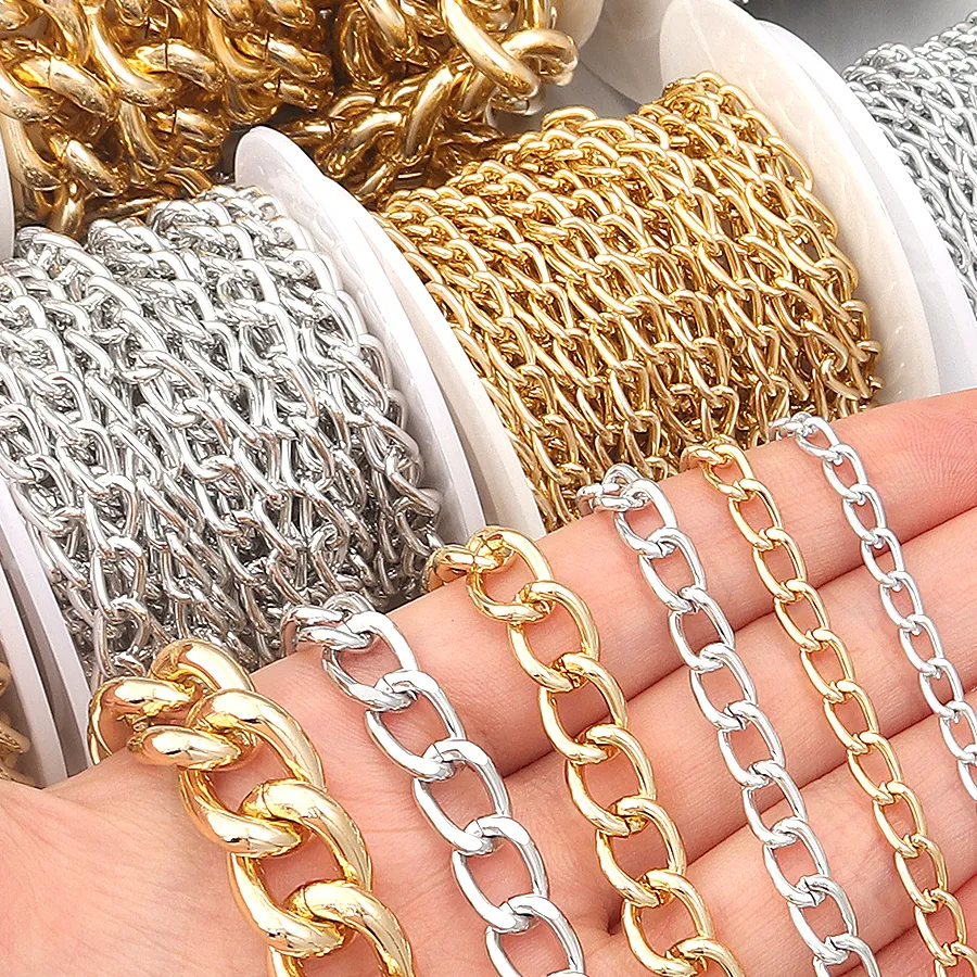 Authentic 2-5Yards/Roll Aluminum Twisted Chains Gold Silver Extension Link Chain For DIY Handmade Bracelet Necklace Connectors Accessories