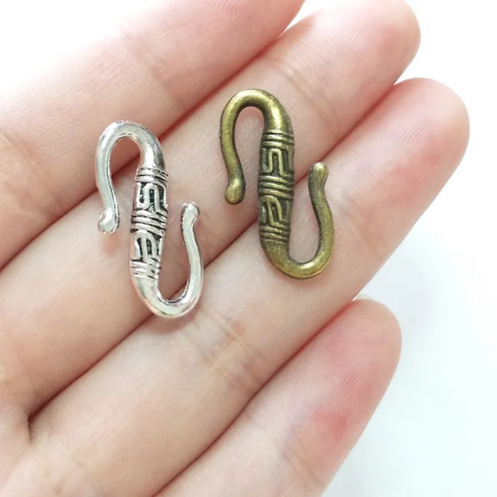 Authentic 22*12mm 10Pcs/Bag Silver Bronze Clasps Hooks Necklace Connector Buckle DIY Bracelet Jewelry Making Accessories