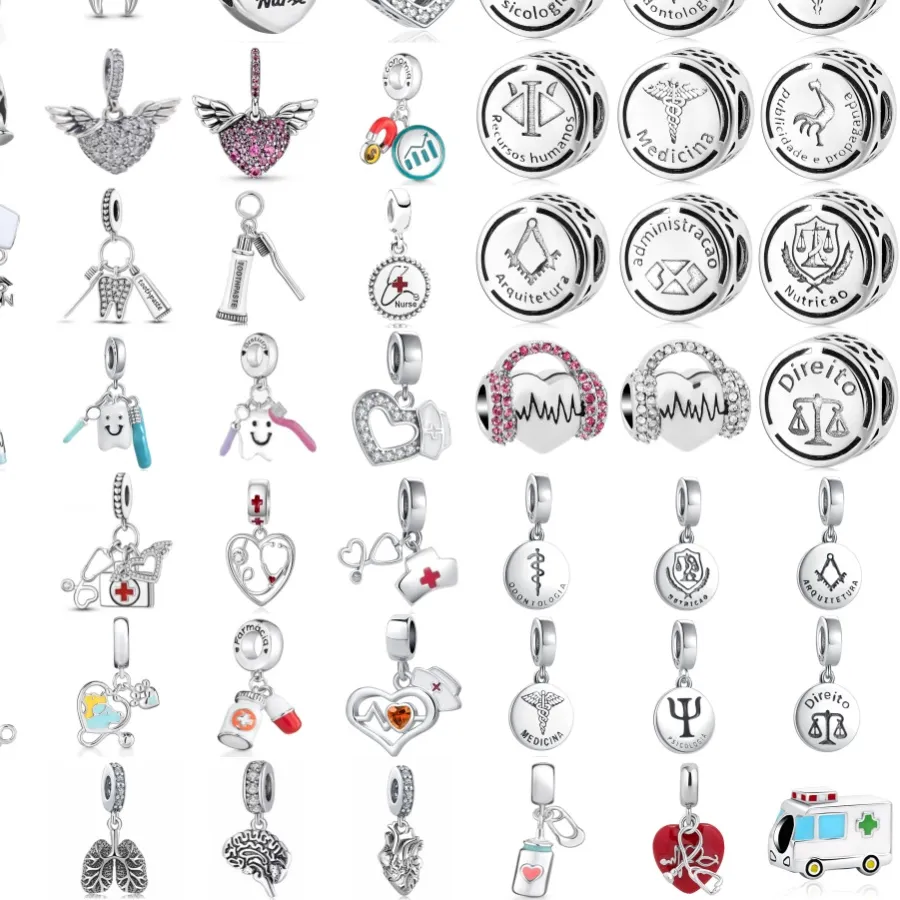 Authentic Hot Selling 925 Silver Teeth,Nurse Bead Stethoscope,Toothpaste Pendant,Original Bracelet DIY Accessories,Exquisite Jewelry ﻿
