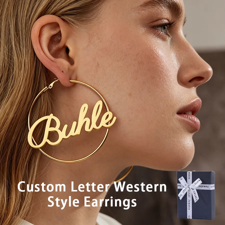 Authentic Custom Name Hoop Earrings Personalized Gold Jewelry Minimalist Earrings Large Nameplate Hoops Nurse