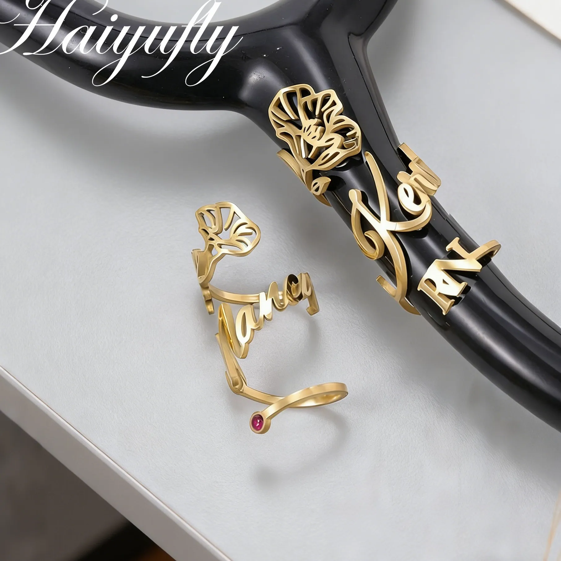 Authentic The Healer's Caduceus: Personalized Stethoscope Talisman Ring