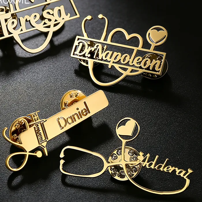 Authentic The Healer's Sigil: Personalized Stethoscope Name Brooch of Vitality