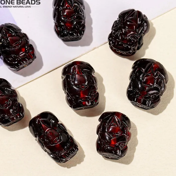 Authentic 1 Pc Natural Blood Red Amber Pixiu Bead With Hole Wealth Amulet Spacer Bead For Jewelry Making Diy Necklace Bracelet Accessory
