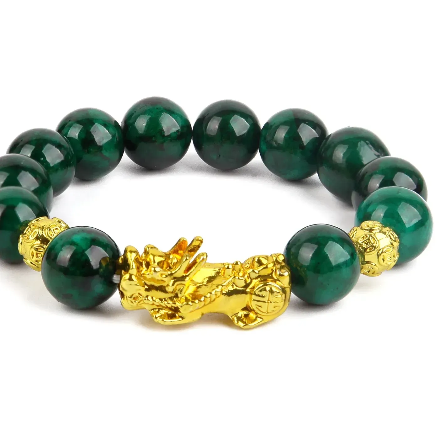 Authentic Natural Green Real Jade Pixiu Beads Bracelet Luxury Vintage Gemstone Amulet Bangle Talisman Jewelry for Women Men Fashion Gifts