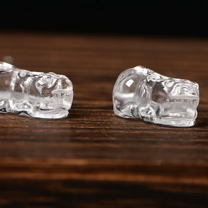 Authentic 5A Natural White Quartz Pixiu Piyao Display Pendant Bead Diy Beads Jewelry Making