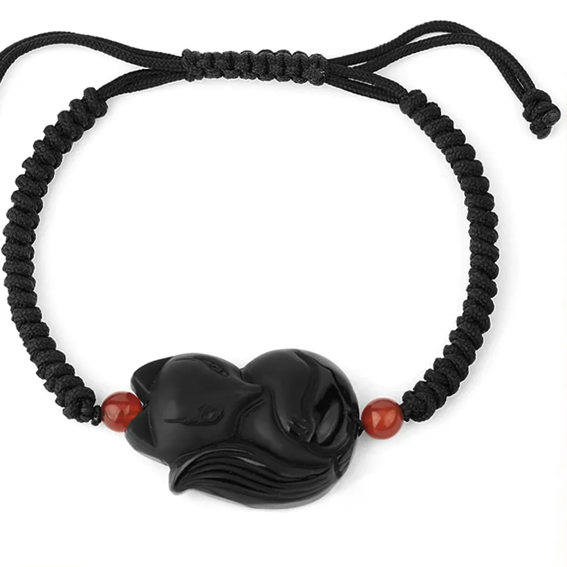 Authentic Obsidian Shield and Pixiu Wealth Talisman Woven Bracelet