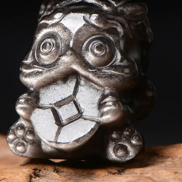 Authentic 5A Natural Silver Obsidian Pixiu Piyao Pendant Single Bead DIY Beads Jewelry Making