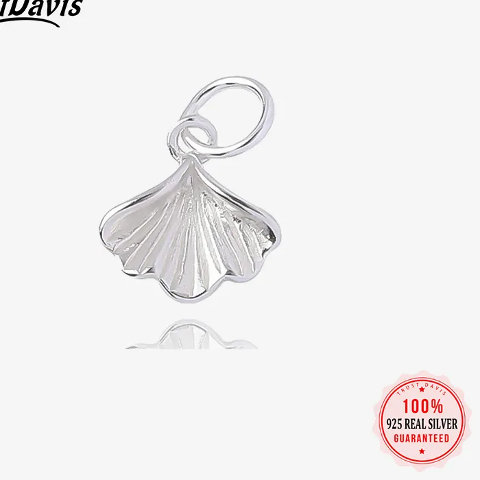 Authentic TrustDavis Real 925 Sterling Silver Ginkgo biloba leaves Plant Bracelet Necklace Handmade DIY Accessories Fine Jewelry DZ1647