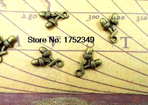 Authentic 30pcs--Acorn Charms, Antique Bronze Tone 3D Acorn charm Pendants 14x11mm