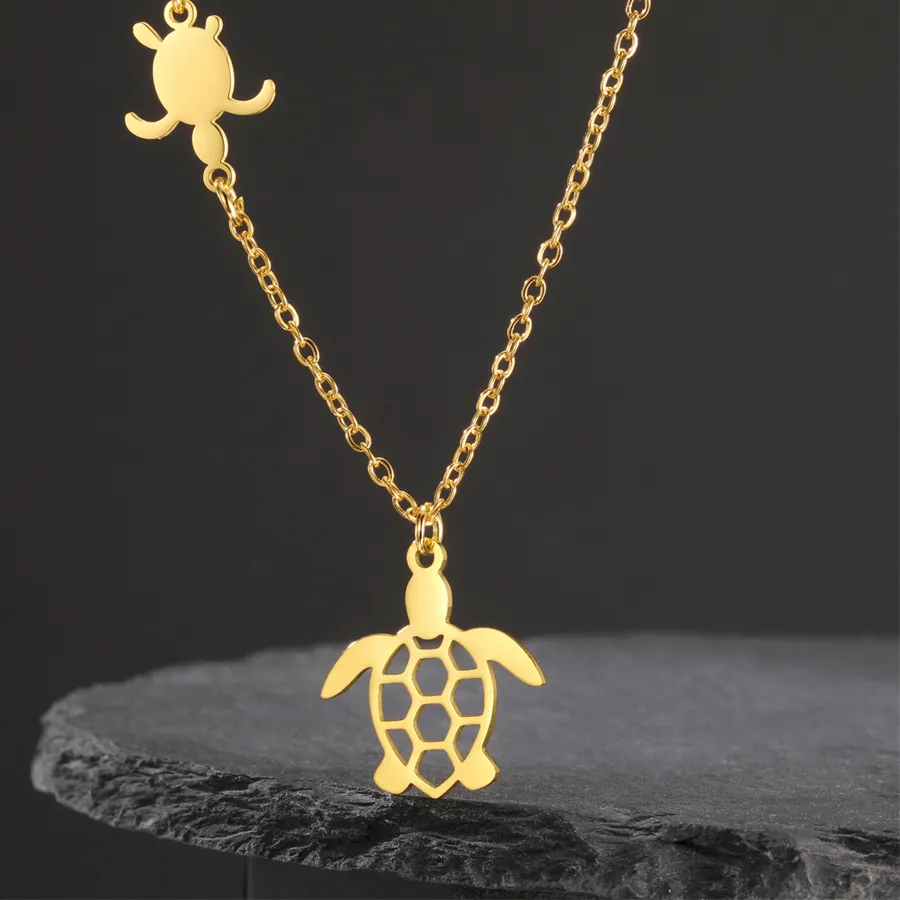 Authentic My Shape Summer Sea Turtle Pendant Necklaces for Women Animal Tortoise Charm Choker Chain Necklace Jewelry