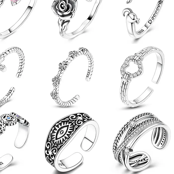 Authentic New Original 925 Sterling Silver Minimalist Cross Rose Heart-Shaped Ring For Women Fit Wedding Party Jewelry Gifts