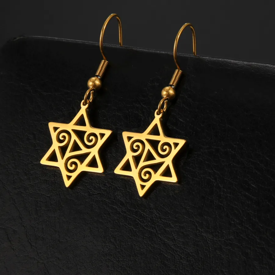 Authentic Celestial Harmony Earrings: Star of David and Sacred Triskele Amulets