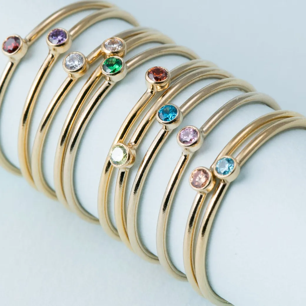 Authentic Birthstone Ring 14K gold filled Knuckle Ring Boho Gold Jewelry Anillos Mujer Minimalistic Stacking Bohemian Ring for Women