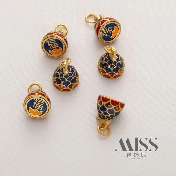 Authentic The Golden Fortune Sigil: Enamel Fu Character & Yuanbao Talismanic Pendant