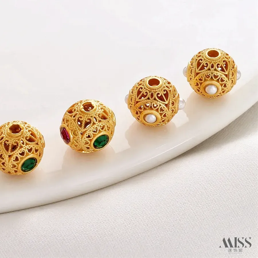 Authentic Celestial Orbit Gold- Plated Spacer Beads With Prismatic Light Inlays