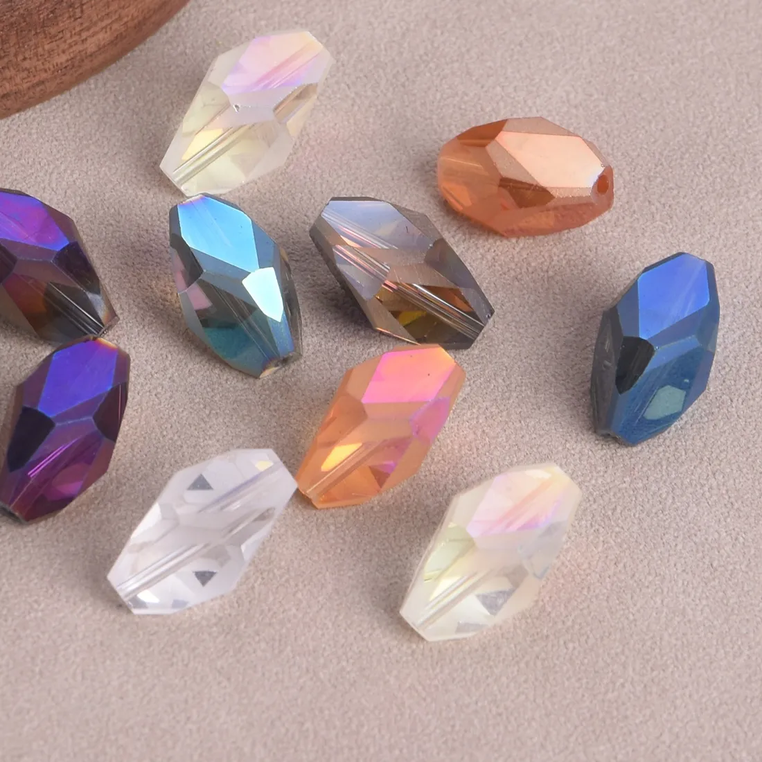 Authentic Ethereal Harmony: 10 Oval Faceted Crystal Beads for Sacred Jewelry
