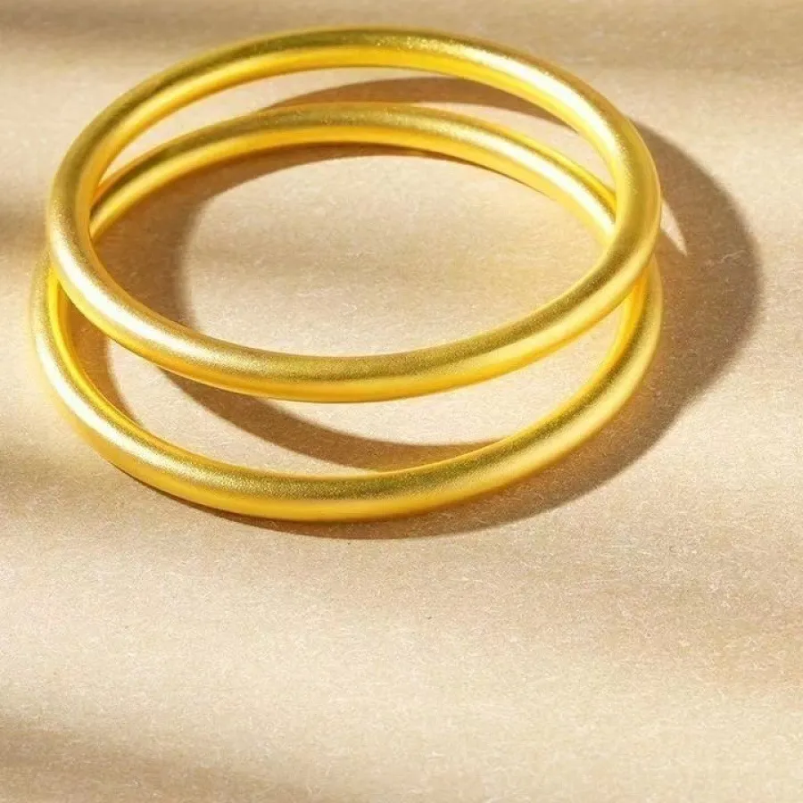 Authentic Celestial Radiance Matte Gold Bangle - The Infinite Circle of Solar Energy