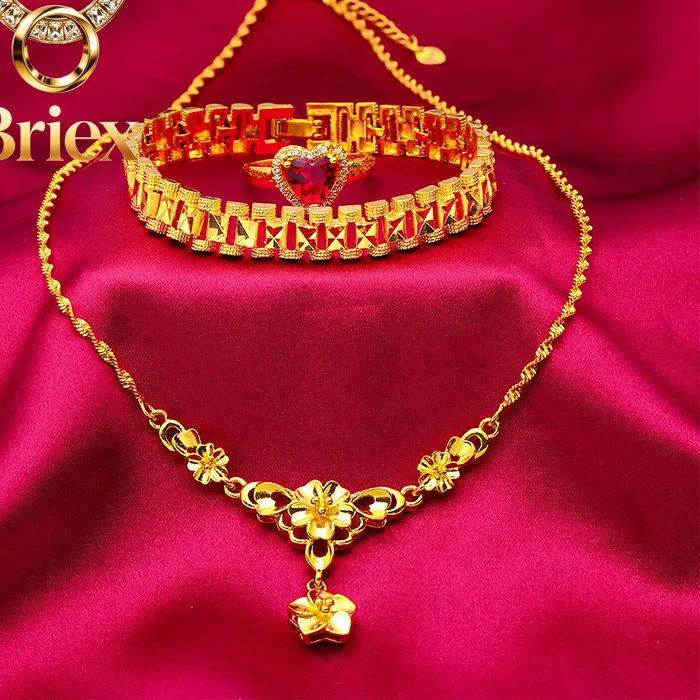 Authentic Briex Jewelry AU999 24K Gold Women's Tank Chain Set - Polished Links + Matte Sides Contrast, Micro-Diamond Clasp, Negotiation Fu