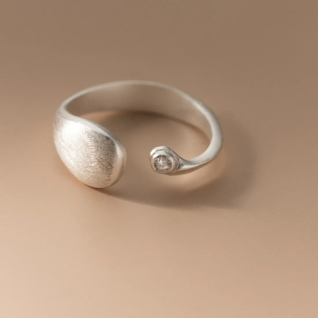 Authentic 925 Sterling Silver Matte Finish Geometry Adjustable Rings For Women Wedding Fine Jewelry Accessories Jewellery Argent 925