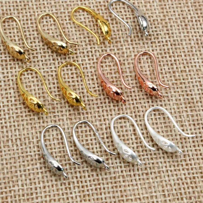 Authentic 10pcs ( 5pairs) 20x11mm Rhodium Gold Matte Silver Plated Ear Hooks Earring Wires for Handmade Women Fashion Jewelry Earrings