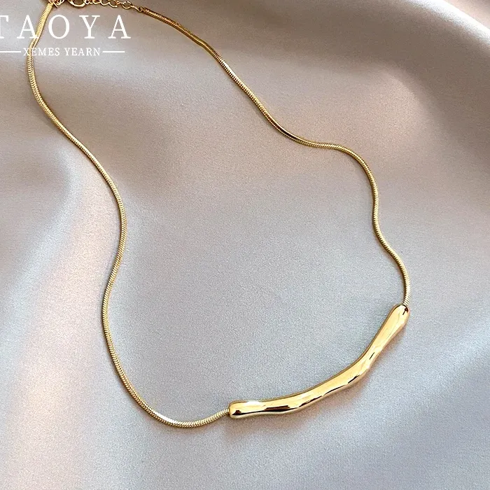 Authentic European and American Fashion Simple Stainless steel Gold Color Collarbone Chain For Women’s Fashion Short Necklaces Jewelry