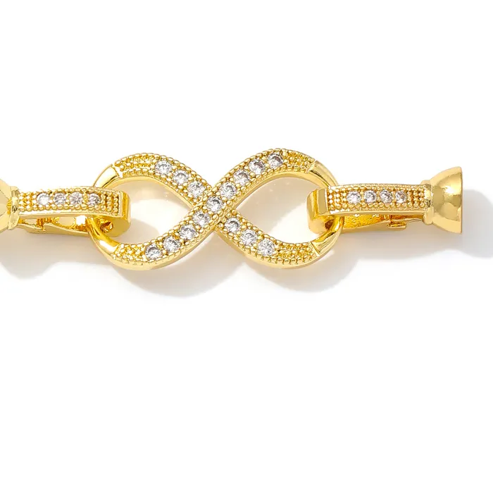 Authentic 18K Gold Plated Brass Inlaid Zircon Pearl Clasps Connector Clasps, Lock Clasps For DIY Bracelet Necklace Making Supplies