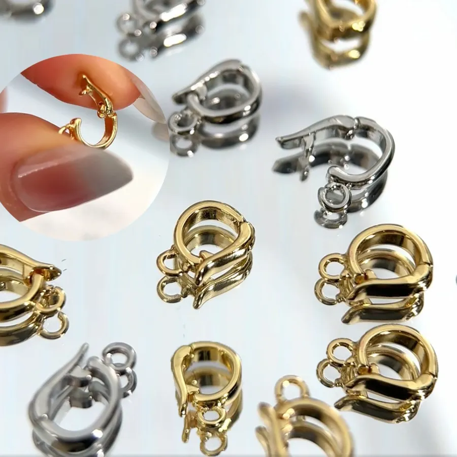 Authentic 2pcs 5pcs 8pcs 18K Gold Plated Pendant Clasp Connector For DIY Necklace Bracelets Jewelry Making Fastener Accessories Wholesale