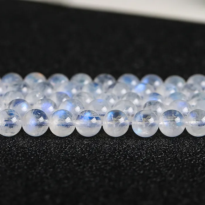 Authentic advanced Natural Genuine Flash Blue Light Moonstone Round Loose Stone Beads 3-18mm Fit Jewelry DIY Necklaces or Bracelets 15"