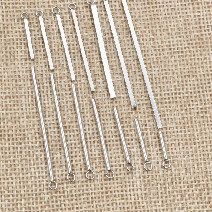 Authentic 20pcs 10 15 20 25 30 35 40 50mm Rectangular Straight Tube for Earrings Findings Jewelry Necklace Pendant Charms