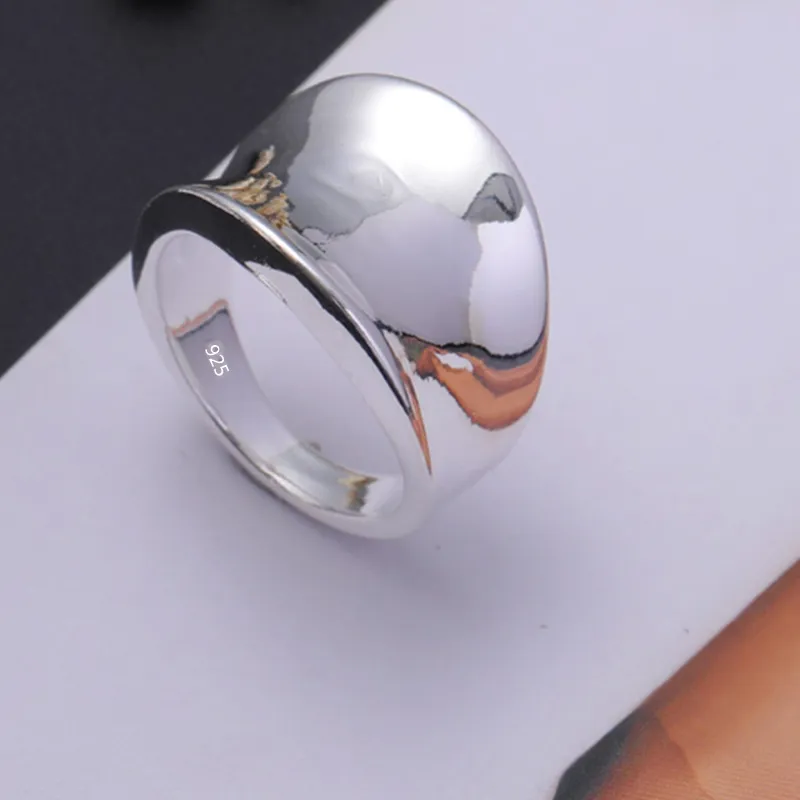 Authentic Hot Classic Charms 925 Sterling Silver Wide Rings for Men Women Size 7 8 9 10 Party Fine Jewelry Christmas Gifts