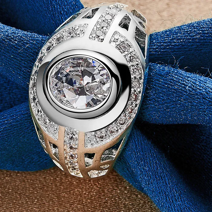 Authentic Celestial Harmony: Sterling Silver &amp; Zircon Ring for Cosmic Balance