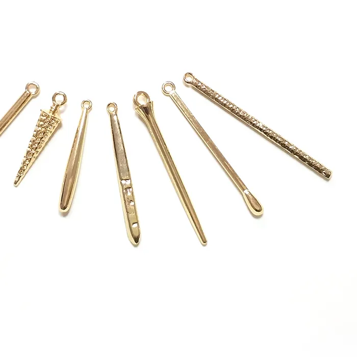 Authentic New Fashion 10 Pieces 7 Styles  Alloy Aciculiform Slender Long Charms Pendants for DIY Handmade Materials Jewelry Accessories