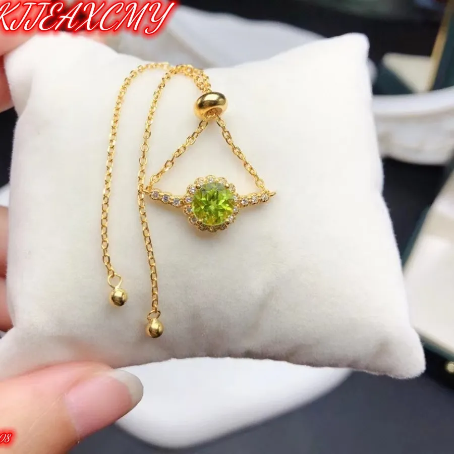 Authentic KJJEAXCMY Brand Boutique Women's Luxury Jewelry Olivine Chain Bracelet 925 Sterling Silver Natural Gem Anniversary Halloween Gif