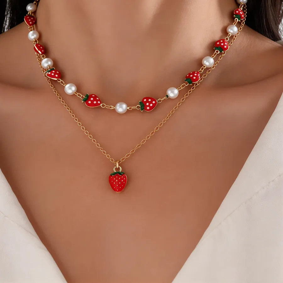 Authentic The Crimson Harvest Sun Talisman: A Layered Strawberry and Pearl Duo