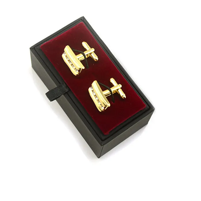 Authentic Black Paperboard & Velvet Cufflinks Tie Clips Box Quality Men's Cufflinks Jewelry Package Box Craft Badge Gift Box For Jewelry
