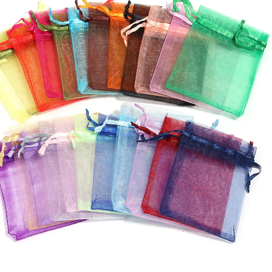 Authentic 10pcs/Lot 24 Colors Organza Bags Jewelry Bag Wedding Gift Storage Drawstring Pouches Jewelry Packaging Bags Present Wholesale