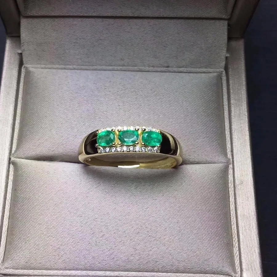 Authentic Natural Emerald Ring Genuine Gemstone for Women Birthday Fine Jewelry Silver 925 ring