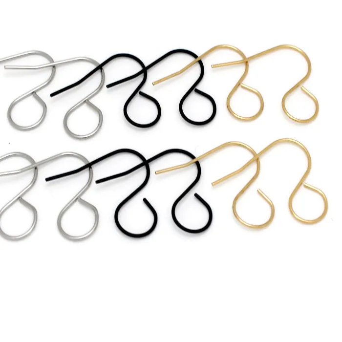 Authentic 30-50Pcs 316 Stainless Steel Big Loop Earring Hook Clasps Earwire Black Plated DIY Earring Findings For Jewelry Making Supplies