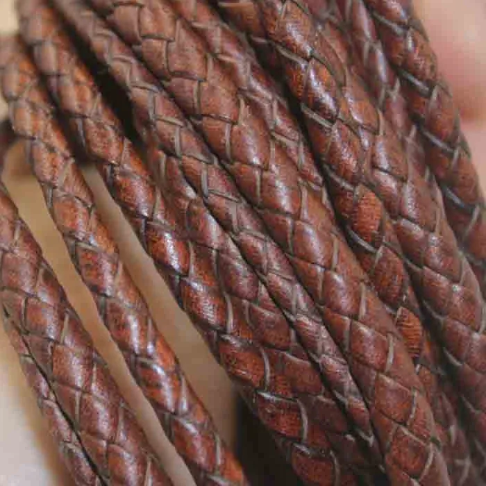 Authentic 1 Meters Brown Handcraft Braided Woven Genuine Leather Cords 3mm 4mm 5mm Round Cow Leather Threads DIY Bracelet Jewelry Making