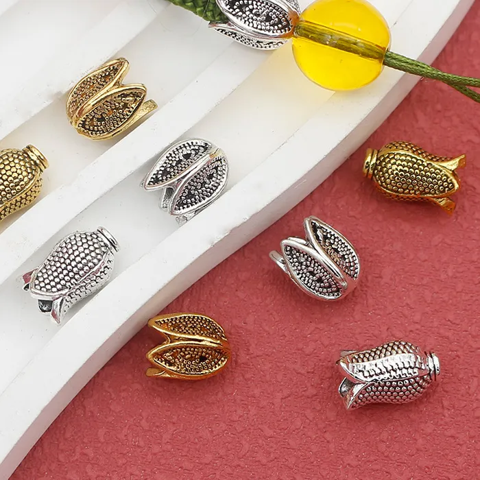 Authentic Petals of Eternity: Antique Silver Floral Reliquary Caps