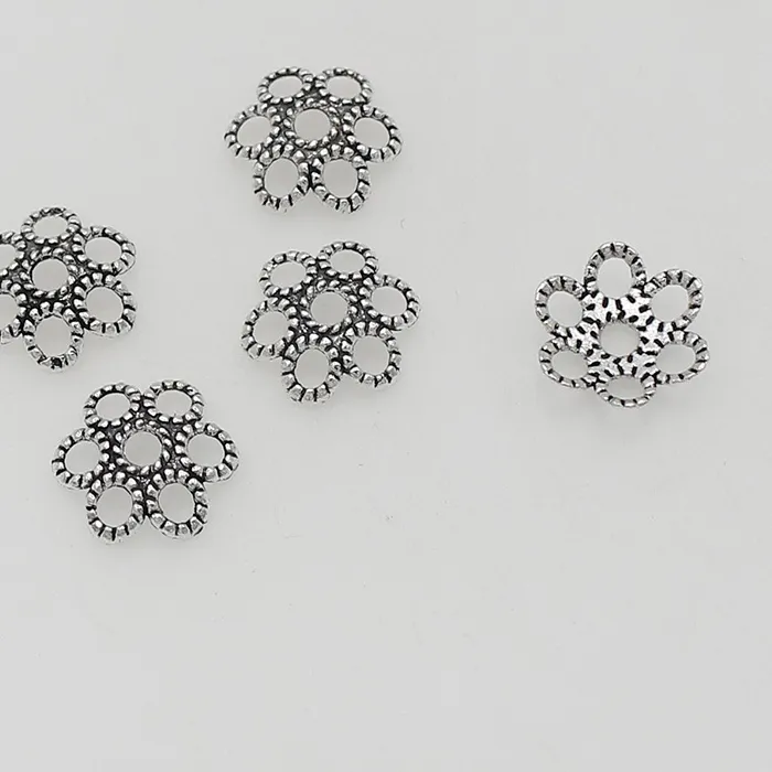 Authentic 100pcs/lot Antique Metal Filigree Flower Bowl Bead Caps Trays 12mm Hollow Out Tassel Charm Cover End Receptacle DIY Jewelry Make