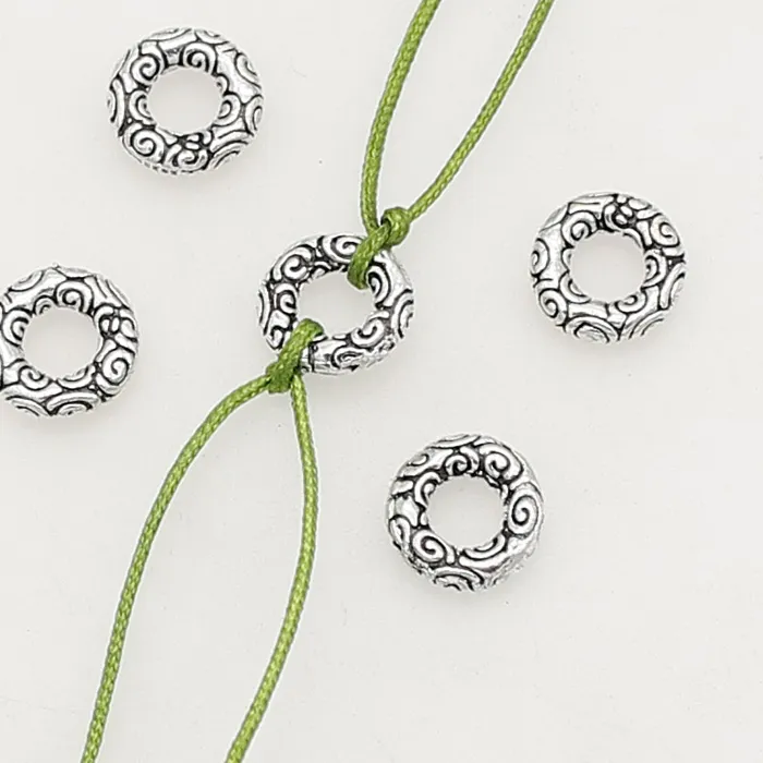Authentic 100pcs/Lot Classic Auspicious Clouds Pattern Circle Connectors 8mm Handmade Round Close Rings Spacers DIY Jewelry Accessories