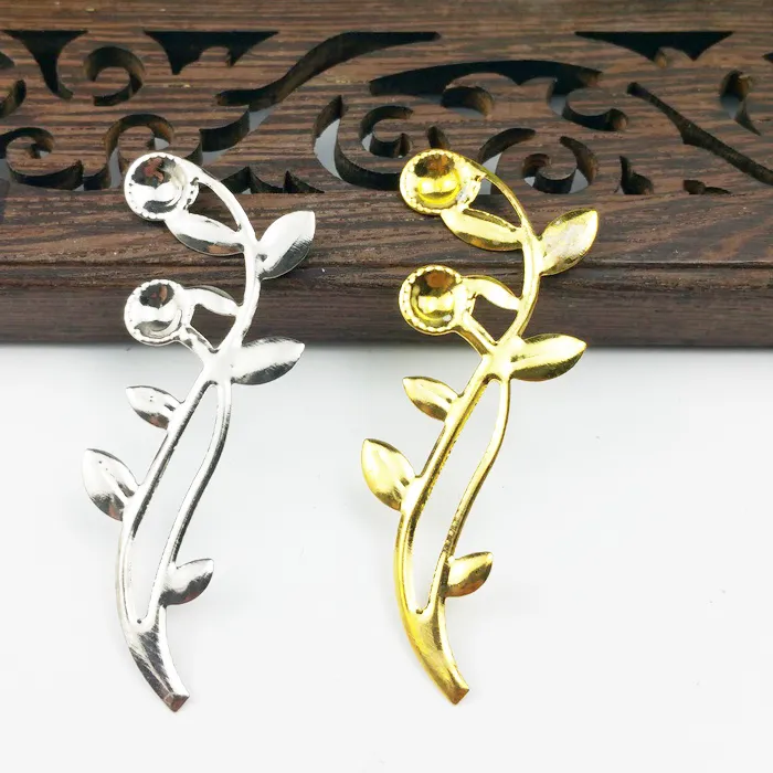 Authentic 20pcs 16x45mm  Filigree flower bran   Wraps Metal Charms For Embellishment Scrapbook DIY Jewelry Metal Craft  Wraps