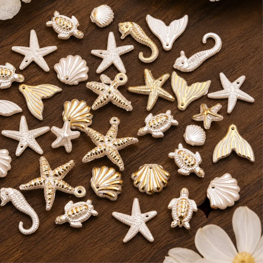 Authentic 30/50g Mix Random Summer Starfish Pearl Shell Ocean Charms Resin Pendants DIY Earring Necklace Jewelry Making Crafts Wholesale