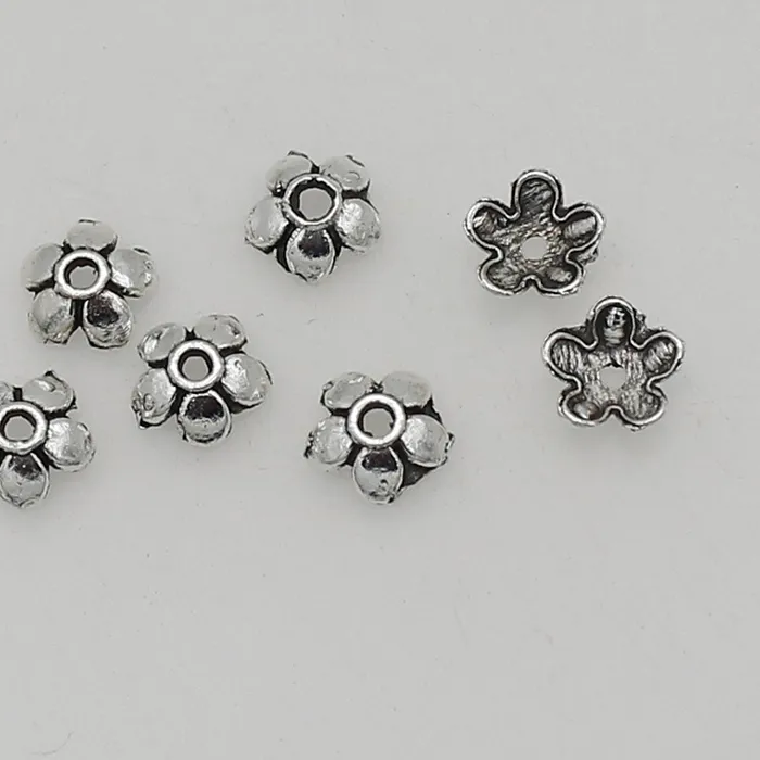 Authentic 100pcs/Lot Simple Metal Flower Bead Caps 7mm Antique Crafts Handmade Spacers Tassel End Receptacle DIY Jewelry Findings